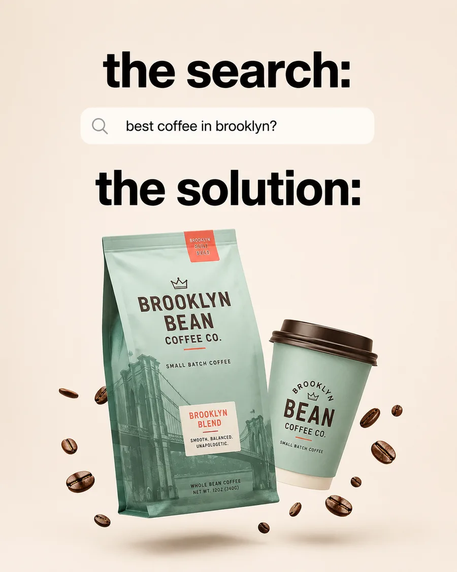 Brooklyn Bean Coffee campaign: a search for best coffee in Brooklyn answered with their bag